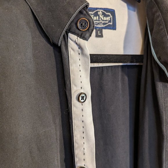 Nat Nast 100% Silk Short Sleeve Button Up Shirt Black Mens Size L - Picture 8 of 14